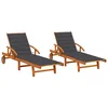 Image de Vidaxl Chaises Longues 2 Pcs Avec Coussins Bois D'acacia Solide