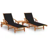 Image de Vidaxl Chaises Longues 2 Pcs Avec Table Et Coussins Acacia Solide