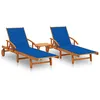 Image de Chaises Longues 2 Pcs Avec Table Et Coussins Acacia Solide