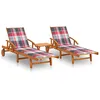 Image de Chaises Longues 2 Pcs Avec Table Et Coussins Acacia Solide