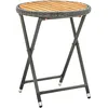 Image de Vidaxl Table Ã ThÃ© Gris 60 Cm RÃ©sine TressÃ©e Et Bois D'acacia Solide