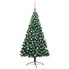 Image de VIDAXL Demi-arbre de No?l artificiel avec LED et boules Vert 210 cm