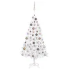 Image de vidaXL Arbre de NoÃ«l artificiel prÃ©-Ã©clairÃ© et boules blanc 120 cm PVC