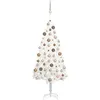 Image de vidaXL Arbre de NoÃ«l artificiel prÃ©-Ã©clairÃ© et boules blanc 120 cm