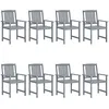 Image de Vidaxl Chaises De Jardin Lot De 8 Bois Massif D'acacia Gris