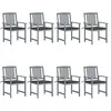 Image de Vidaxl Chaises De Jardin Et Coussins Lot De 8 Bois Acacia Solide Gris