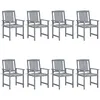 Image de Vidaxl Chaises De Jardin Avec Coussins 8 Pcs Bois D'acacia Solide Gris