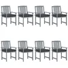 Image de Vidaxl Chaises De Jardin Avec Coussins 8 Pcs Bois D'acacia Solide Gris