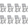 Image de Vidaxl Chaises Pliables D'extÃ©rieur Lot De 8 Et Coussins Bois D'acacia