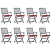 Image de Vidaxl Chaises Pliables D'extÃ©rieur 8 Pcs Avec Coussins Bois D'acacia