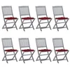 Image de Vidaxl Chaises Pliables D'extÃ©rieur 8 Pcs Avec Coussins Bois D'acacia