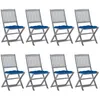 Image de Vidaxl Chaises Pliables D'extÃ©rieur 8 Pcs Avec Coussins Bois D'acacia