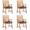 Image de Vidaxl Chaises Ã DÃ®ner D'extÃ©rieur 4 Pcs Avec Coussins Acacia Massif
