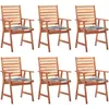Image de Vidaxl Chaises Ã DÃ®ner D'extÃ©rieur 6 Pcs Avec Coussins Acacia Massif