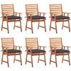 Image de Vidaxl Chaises Ã DÃ®ner D'extÃ©rieur 6 Pcs Avec Coussins Acacia Massif