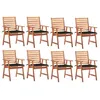 Image de Vidaxl Chaises Ã DÃ®ner D'extÃ©rieur 8 Pcs Avec Coussins Acacia Massif