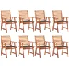 Image de Vidaxl Chaises Ã DÃ®ner D'extÃ©rieur 8 Pcs Avec Coussins Acacia Massif