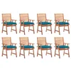 Image de Vidaxl Chaises Ã Manger D'extÃ©rieur Lot De 8 Et Coussins Acacia Massif