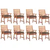 Image de Vidaxl Chaises Ã DÃ®ner D'extÃ©rieur 8 Pcs Avec Coussins Acacia Massif