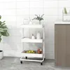 Image de Vidaxl Chariot De Cuisine 3 Niveaux Blanc 42x25x83,5 Cm Fer Et Abs