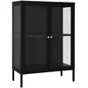 Image de vidaXL Buffet Noir 75x35x105 cm Acier et verre