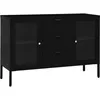 Image de vidaXL Buffet Noir 105x35x70 cm Acier et verre trempÃ©