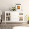 Image de vidaXL Buffet Blanc 105x35x70 cm Acier et verre trempÃ©