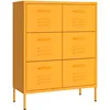 Image de Vidaxl Armoire Ã  Tiroirs Jaune Moutarde 80x35x101,5 Cm Acier.