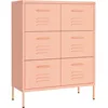 Image de Vidaxl Armoire Ã  Tiroirs Rose 80x35x101,5 Cm Acier