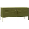 Image de vidaXL Meuble TV Vert olive 105x35x50 cm Acier