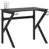 Image de vidaXL Bureau de jeu avec pieds en forme de K Noir 90x60x75 cm