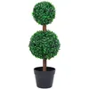 Image de vidaXL Plante de buis artificiel avec pot Forme de boule Vert 60 cm