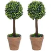 Image de vidaXL Plantes de buis artificiel 2 pcs avec pots Boule Vert 33 cm