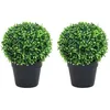 Image de vidaXL Plantes de buis artificiel 2 pcs avec pots Boule Vert 32 cm