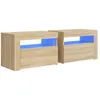Image de Vidaxl Tables De Chevet 2 Pcs Avec Led ChÃªne Sonoma 60x35x40 Cm