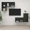 Image de vidaXL Meubles TV muraux 4 pcs Gris brillant Bois d'ingÃ©nierie