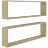 Image de Vidaxl EtagÃ¨res Cube Murales 2 Pcs ChÃªne Sonoma 100x15x30 Cm AgglomÃ©rÃ©