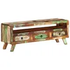 Image de vidaXL Meuble TV Multicolore 110x30x40 cm Bois massif de rÃ©cupÃ©ration