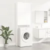 Image de Armoire pour Lave-linge 64x25,5x190 cm Blanc bois contreplaquÃ© 2 Portes 3 Compartiments Murale
