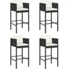 Image de Vidaxl Tabourets De Bar 4 Pcs Avec Coussins Noir RÃ©sine TressÃ©e