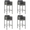 Image de Vidaxl Tabourets De Bar 4 Pcs Avec Coussins Gris RÃ©sine TressÃ©e