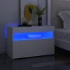 Image de vidaXL Tables de chevet avec lumiÃ¨res LED 2 pcs blanc 60x35x40 cm