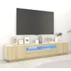 Image de Vidaxl Meuble Tv Avec LumiÃ¨res Led ChÃªne Sonoma 200x35x40 Cm