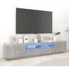 Image de vidaXL Meuble TV avec lumiÃ¨res LED Gris bÃ©ton 200x35x40 cm