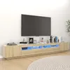 Image de Vidaxl Meuble Tv Avec LumiÃ¨res Led ChÃªne Sonoma 260x35x40 Cm