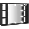 Image de vidaXL Armoire Ã  miroir avec LED noir 76x15x55 cm