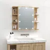 Image de Armoire Miroir Rangement Salle De Bain Murale Led Sonoma Oak 70x16,5x60 Cm