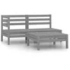 Image de Vidaxl Salon De Jardin 3 Pcs Bois De Pin Massif Gris