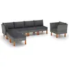 Image de Vidaxl Salon De Jardin 7 Pcs RÃ©sine TressÃ©e Et Bois D'eucalyptus Gris