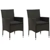 Image de Vidaxl Chaises De Jardin 2 Pcs Avec Coussins RÃ©sine TressÃ©e Noir